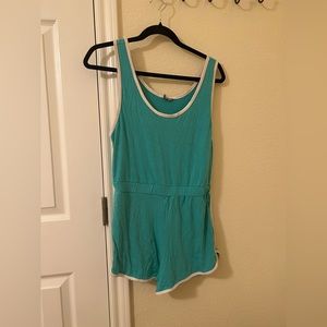 ASOS workout onesie robins egg blue white trim - Halloween 70s jazzercize